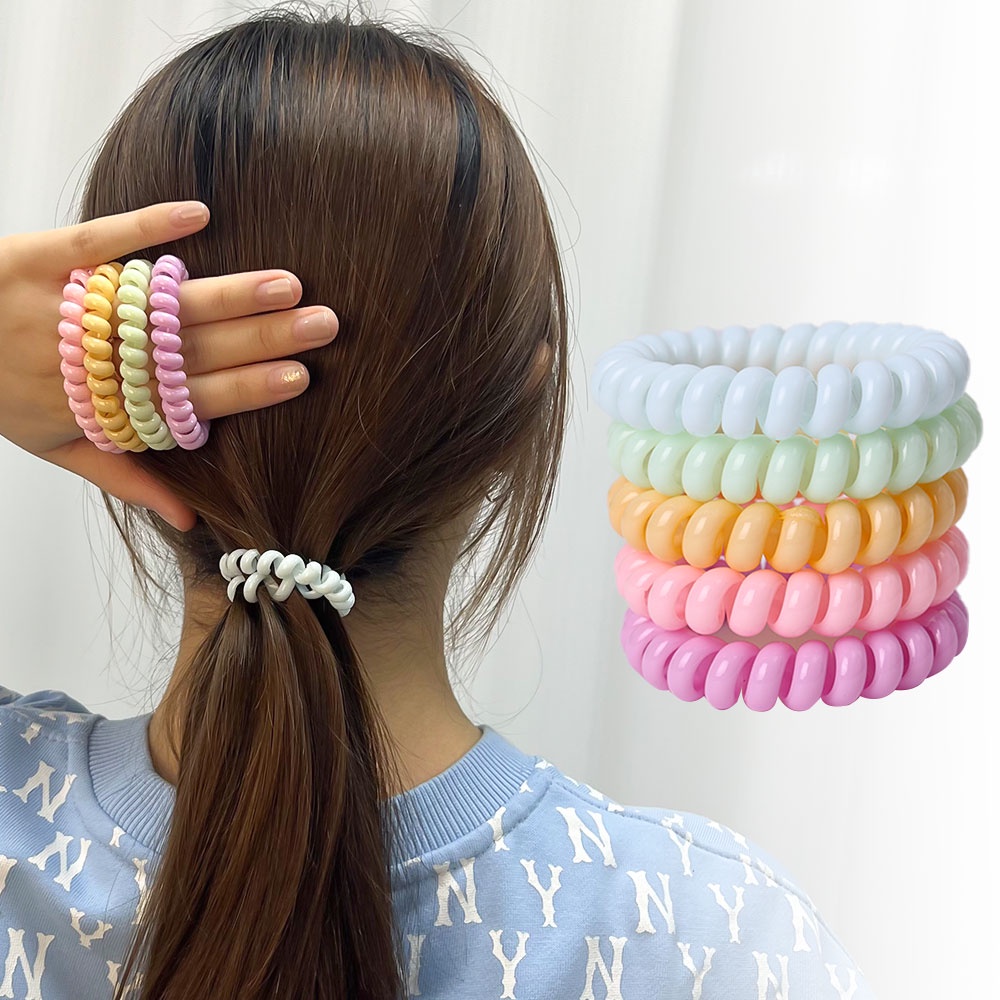 Cincin Rambut Warna Permen Karet Rambut Sederhana Wanita Korea INS Style Aksesoris Rambut Ponsel Coil Karet Elastis Ikat Rambut Wanita Perempuan Tali Rambut Hiasan Kepala Scrunchies Elegan