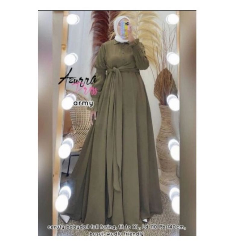 Azurra maxi dress cuci gudang // gamis ceruty babydoll promo azurra maxy