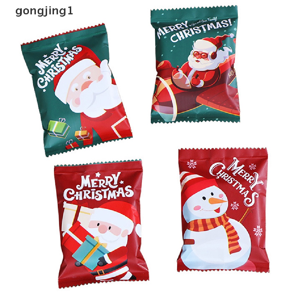 Ggg 100Pcs Christmas Hot Seal Bags Kemasan Biskuit Xmas Tahun Baru Perlengkapan Pesta ID