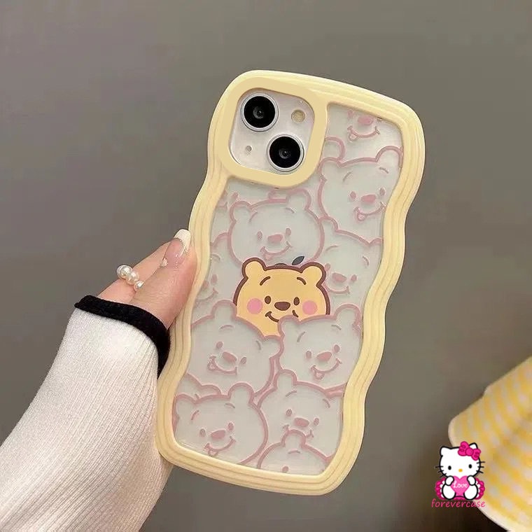 Oppo A15 A5 A54 A74 A16s A17 A7 A57 A95 A12E A5s A16 A77 A55 A12 A3s A5 A9 A76 A96 A17K A16K A1k A77s A53 A52 Reno 8Z 8 7 7Z 6 Wavy Edge Case Lucu Winnie The Pooh Lembut Sarung Bening