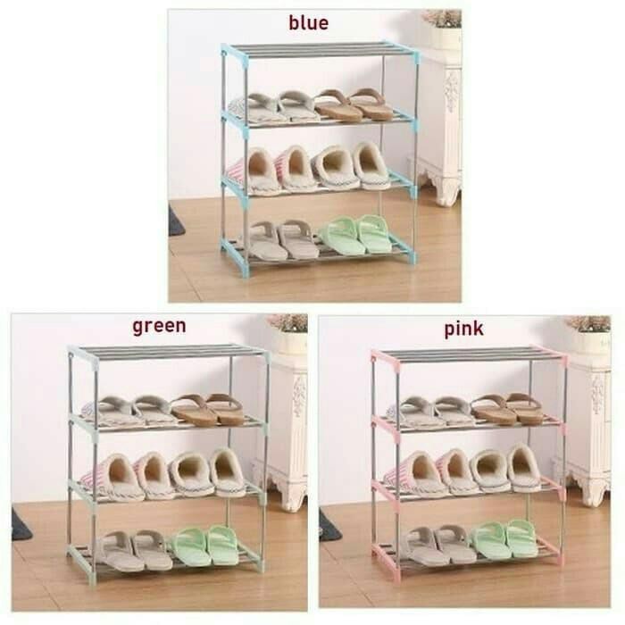 Rak Sepatu 4 Susun Stainless Steel Tempat Penyimpanan Sepatu Sendal Serbaguna 4 Layers Shoe Rack