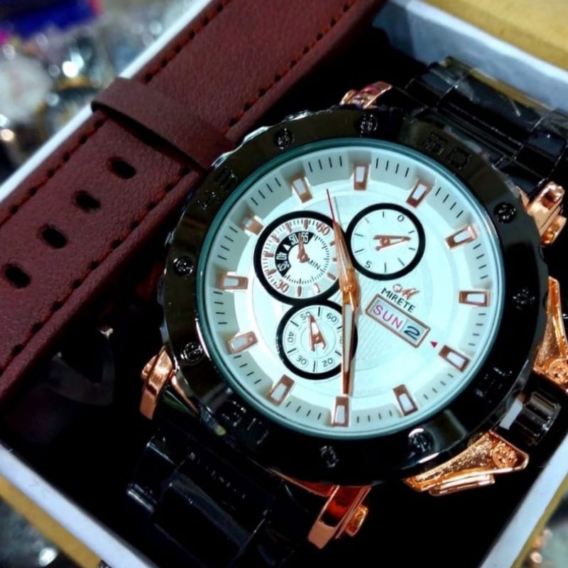 New COD!!!!! Mirete Jam Tangan Pria Analog Original Import | Realpick | Tanggal Hari Aktif | Water Resistant | Free Tali Kulit | Terlaris | Termurah | Jam Tangan Pria Tahan Air | Jam Tangan Pria Bayar Cod