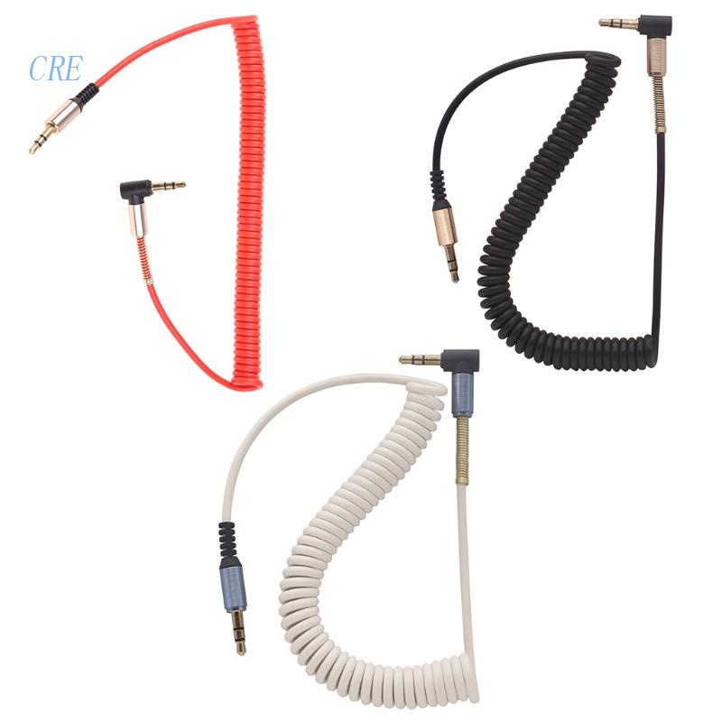 Cre 3.5mm Male to Male DIY Kabel Stretchable Spring Cable Panjang 1.8 M Untuk Aksesoris Speaker Headphone Telepon Mobil