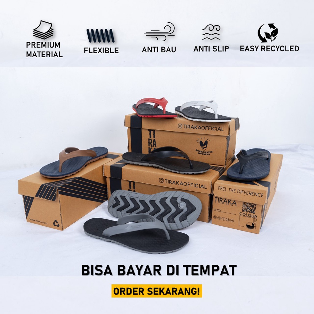 TIRAKA SANIP Sandal Sendal Jepit Capit Anti Slip &amp; Licin Pria Flip Flops