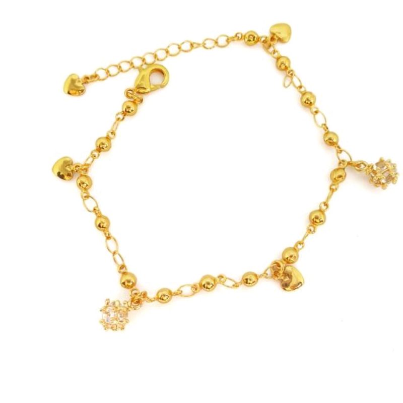 Gelang emas 24k xuping model love kristal Cantik