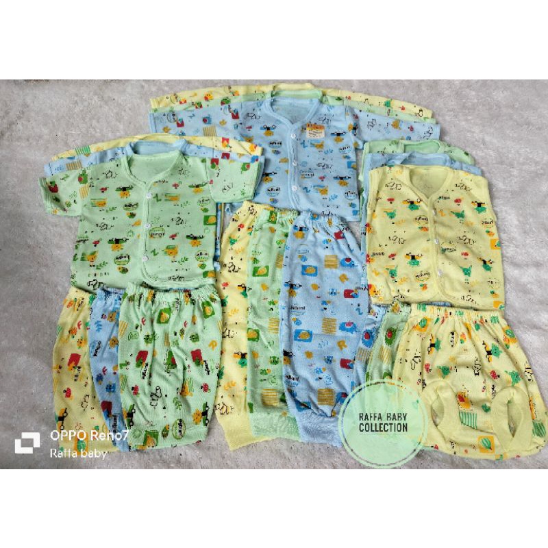 paket hemat isi 18pcs/9stel baju+celana bayi full warna motif jungle