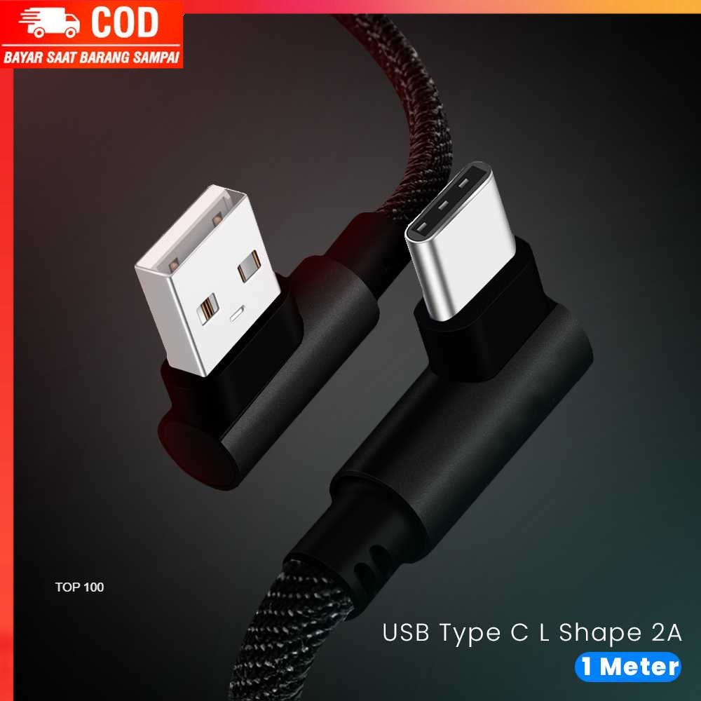 ( 100% BARANG ORI ) OLAF Kabel Charger USB Type C L Shape 2A 1 Meter - OL01