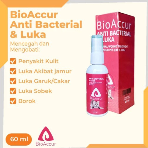 BIO ACCUR Anti Bacterial &amp; Luka Cat Dog 60Ml | Obat Luka 60 ml