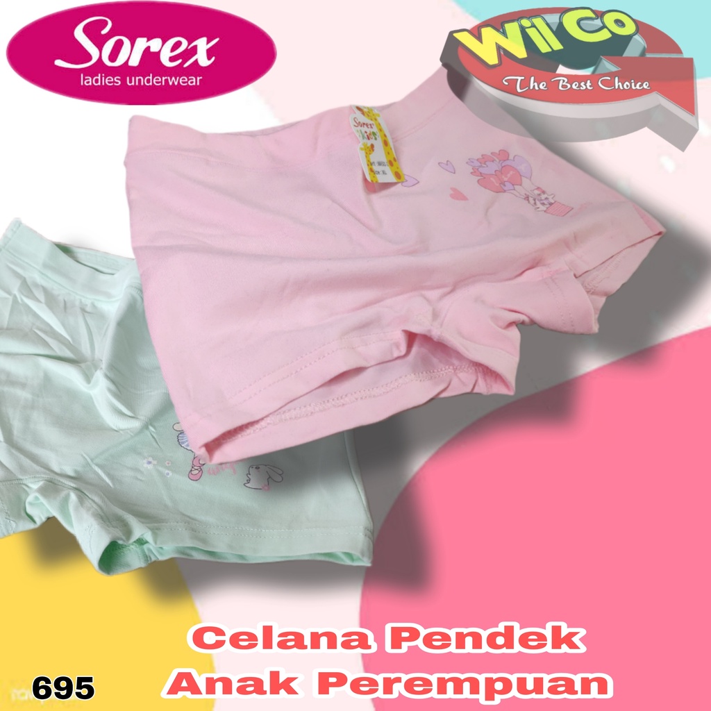 K695 - SOREX CELANA DALAM BOXER ANAK WANITA  USIA 3 - 9 TH SIZE M - XL