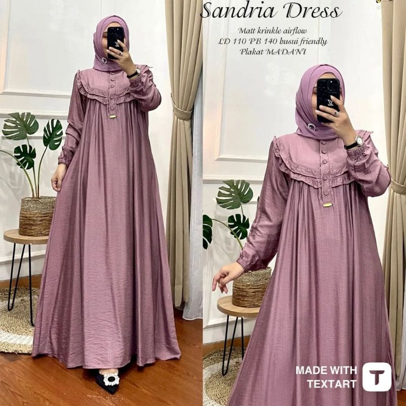 Sandria Maxy Dress / Dress Cey Crinkle Airflow premium l  / Dress  wanita  kekinian 2023