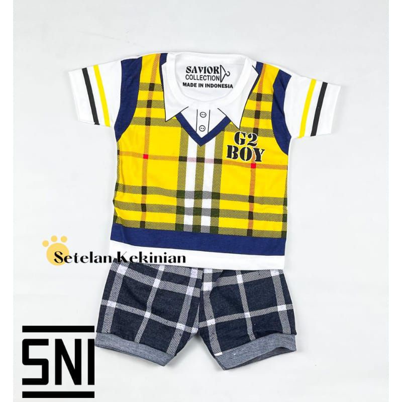 Baju Bayi Setelan Oblong koko Anak Laki Laki 3 - 18 bulan SNI / setelan baju bayi cowok koko kancing rompi tuxedo tartan / SETELAN BAJU KOKO BAYI