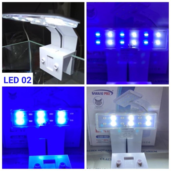 Lampu Jepit SAKKAI PRO LED 02 LED Aquarium 3 Mode Warna Biru Putih LED VIEW GANTUNG AQUARIUM
