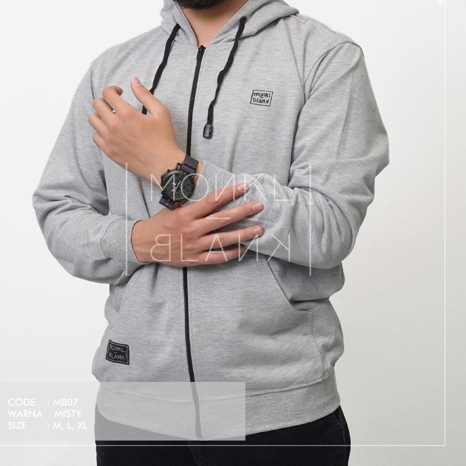Termurah SWEATER HOODIE BERESLETING MEREK MONKL BLANK BAHAN BABY TERRY HANGAT, LEMBUT TIDAK BERBULU 