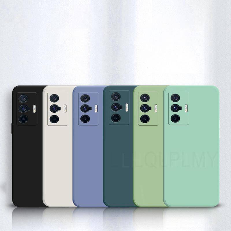 Untuk Vivo Y15 Y12 Y17 Y33s Y21s Y21 V21 5G Persegi Silikon Cair Soft Case Cover