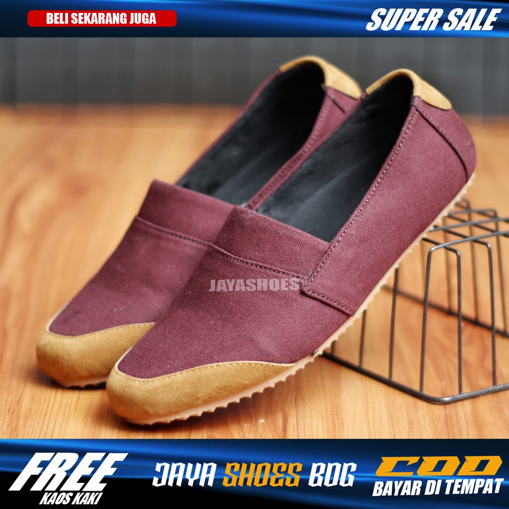 KANTE Sepatu Slop Pria Original Slip On Pria Casual Bahan Kanvas Simple Murah