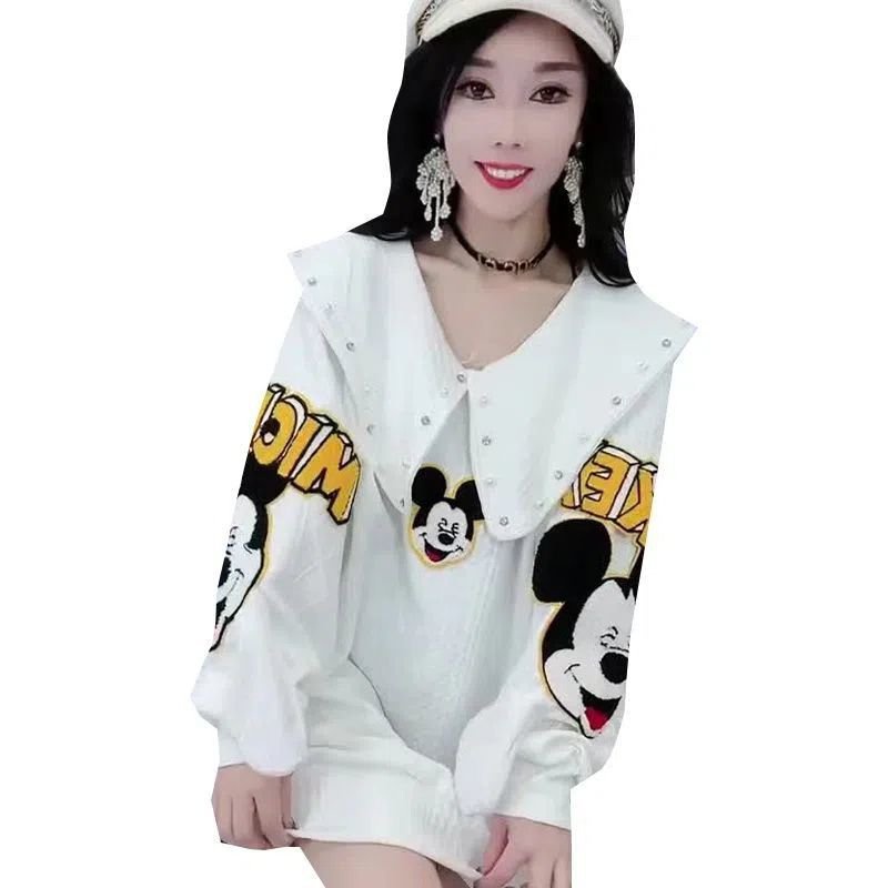 Gaun bodysuit mid-length 22 musim gugur dan musim dingin temperamen beruang bodysuit berat yang dibu
