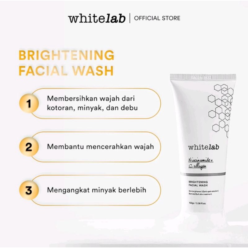 Whitelab Brightening Facial Wash 100gr - Sabun Pembersih Muka Pencerah Pemutih Dengan Niacinamide dan Collagen