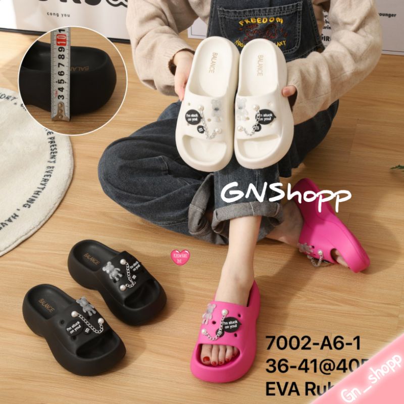 9.9 Sandal Fuji Selop Wanita WEDGES CLOG Jibits Terlaris 7002-A1