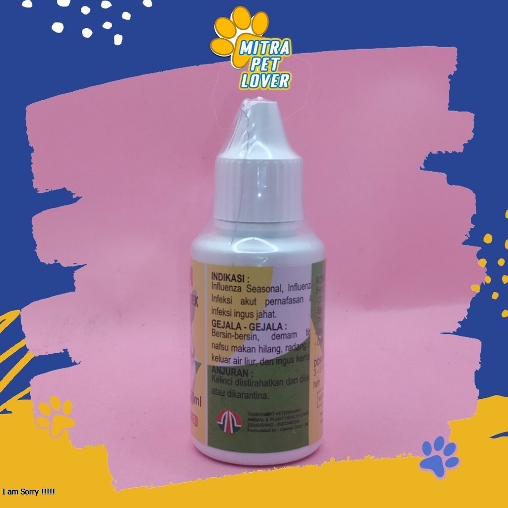 OBAT FLU KELINCI - FLUBUN KELIINCI DROP 30ML - MENGOBATI INFLUENZA RABBIT BERSIN INFEKSI PERNAFASAN DEMAM RADANG MURAH ASLI GARANSI KUALITAS ORIGINAL - PET ANIMAL HEALTHCARE &amp; VETERINARY TAMASINDO OBAT KESEHATAN &amp;  VITAMIN TERNAK HEWAN  MITRAPETLOVER