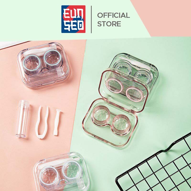 Case Softlens Transparan Tempat Softlens Bening + Jepitan + Botol Import EUNSEO