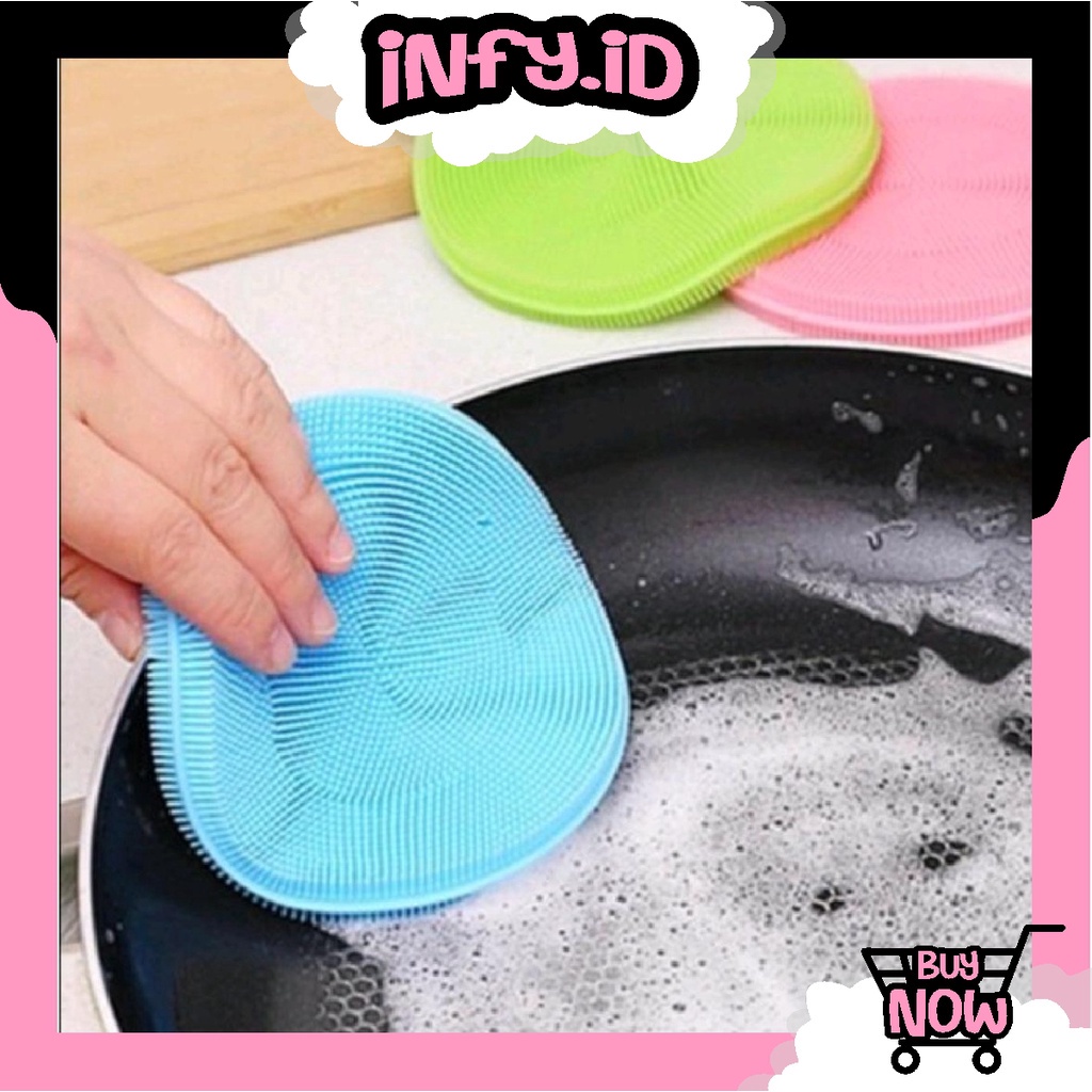 INFY - R668 Spon Silikon Cuci Piring Bulat Serbaguna Sikat Pembersih Sponge Silicone Brush Food Grade Multifungsi