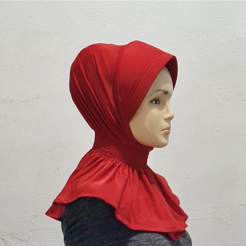 HIJAB INSTAN BERGO POLOS KERUT LEHER JILBAB KERJA