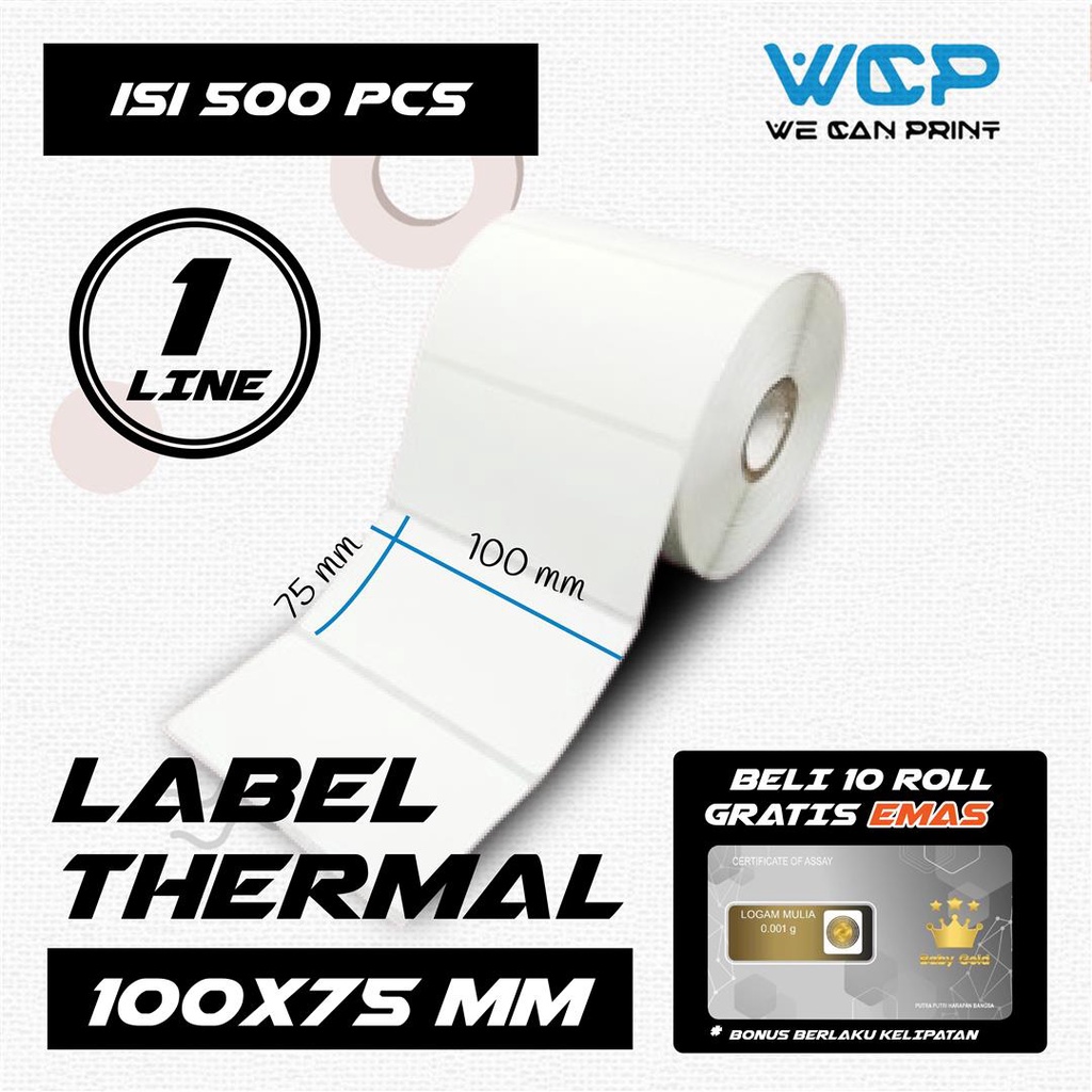 

Label Barcode Thermal 100x75 mm Sticker Label Pengiriman 100 x 75 mm isi 500 pcs
