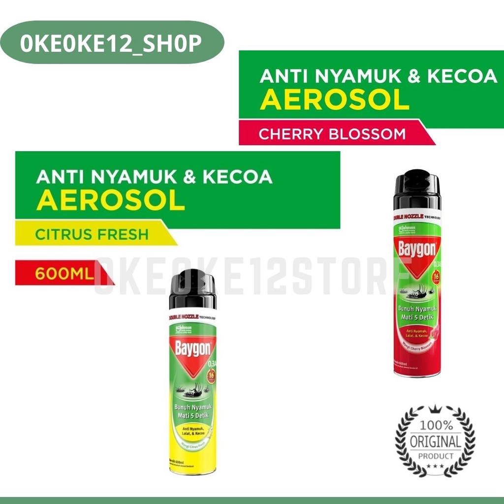 Baygon Aerosol spray anti nyamuk dan kecoa 600ml