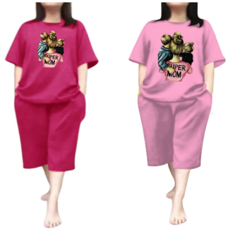 Baju Setelan Wanita Dewasa Jumbo Ld 115 Cm One Set Baju Kaos  dan Celana Pendek Oversize 3/4 Baju Setelan Cewek Dewasa Terbaru 2023 Kekinian Stelan Wanita  Dewasa Viral Set super mom