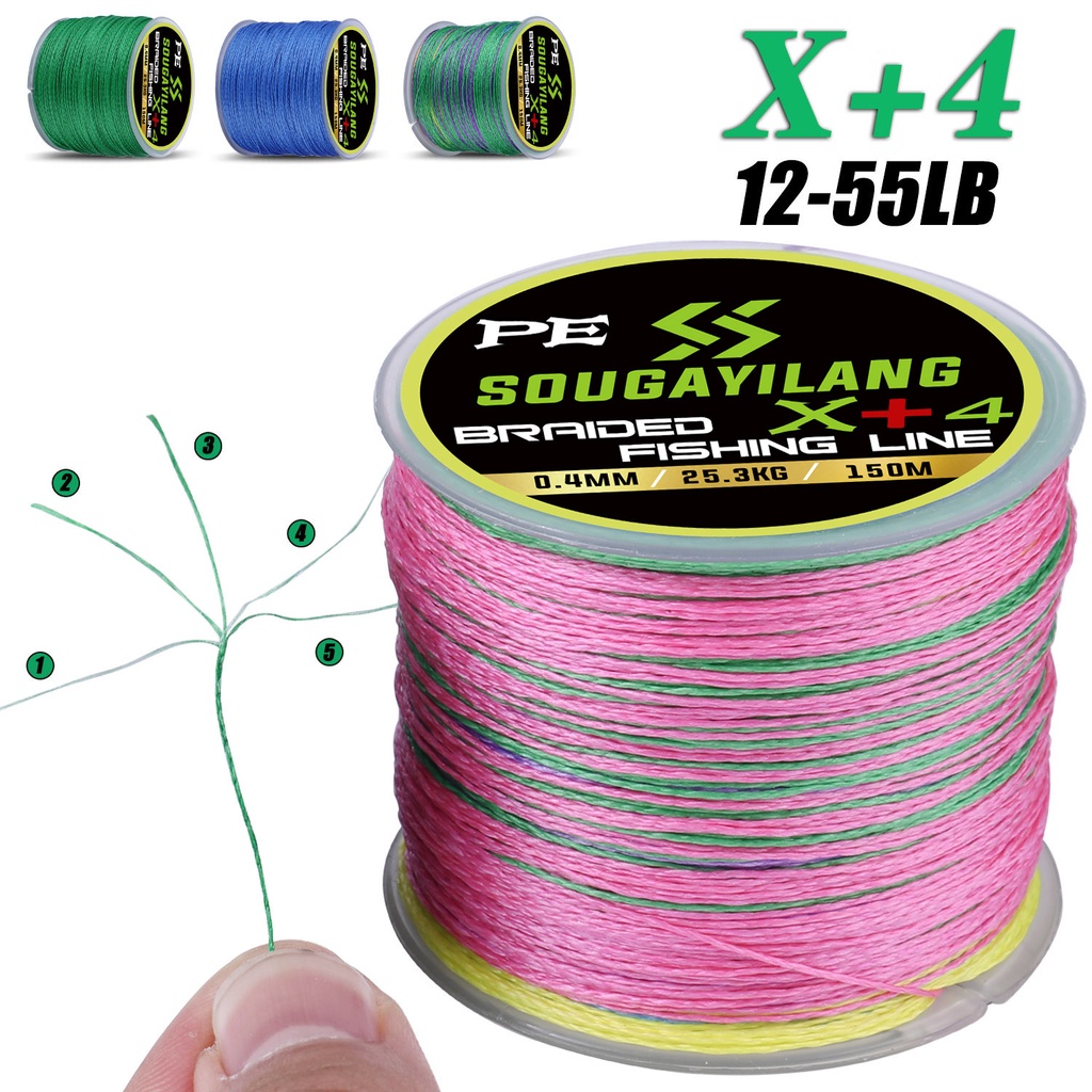 PE 4 Strands Braid Fishing Line 150M 3 Warna Kekuatan Super Kuat Dikepang 0.6-6.0 # Pancing