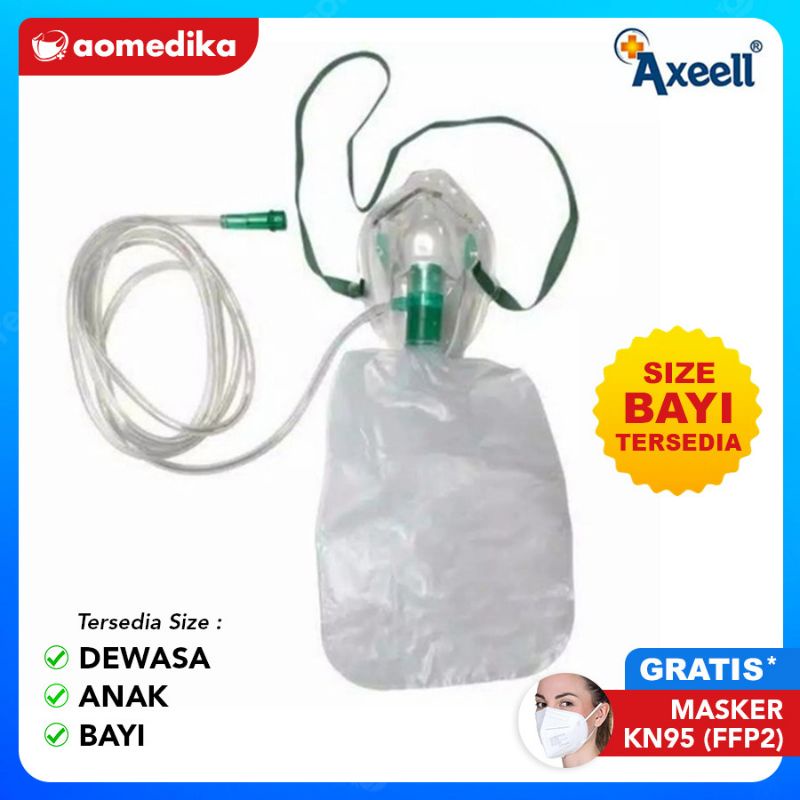 Masker Oksigen - Oxygen Mask Non Rebreathing Bayi Anak Dewasa & Elongated