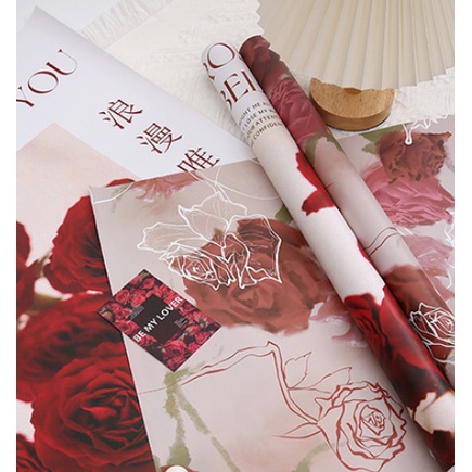 ROMANTIC ROSE MOTIF PAPER CELLOPHANE WRAPPING