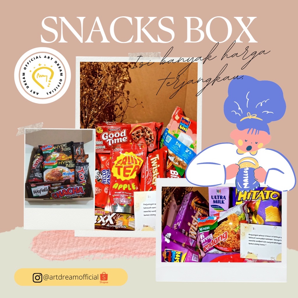 SNACK BOX – SNACK GIFT BOX TERMURAH – HADIAH PACAR SNACK BOX - HAMPERS SNACK TERMURAH - HAMPERS AEST