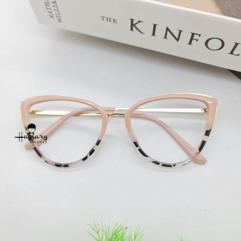 Frame Kacamata Wanita Cat Eye F3002 Minus Antiradiasi Blueray | Anti UV Photocromic | Bluecromic | Terbaru