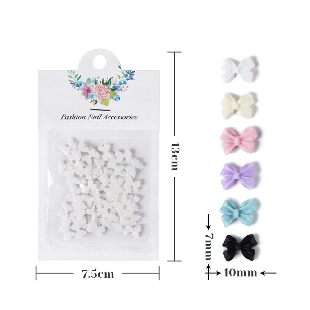 AUGUSTINA Agustinina Bow Nail Dekorasi Fashion Jepang Resin Warna Solid Hiasan Kuku 3D Nail Jewelry