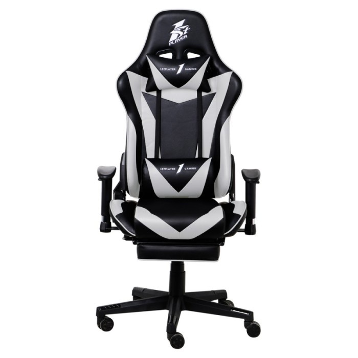 Kursi 1Stplayer Gaming Chair Fk3 - Black White - Lumbar Massage