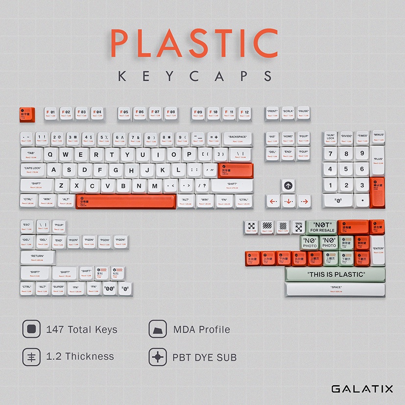 Keycaps This is Plastic PBT MDA PROFILE Keycap White Putih For Mechanical Keyboard