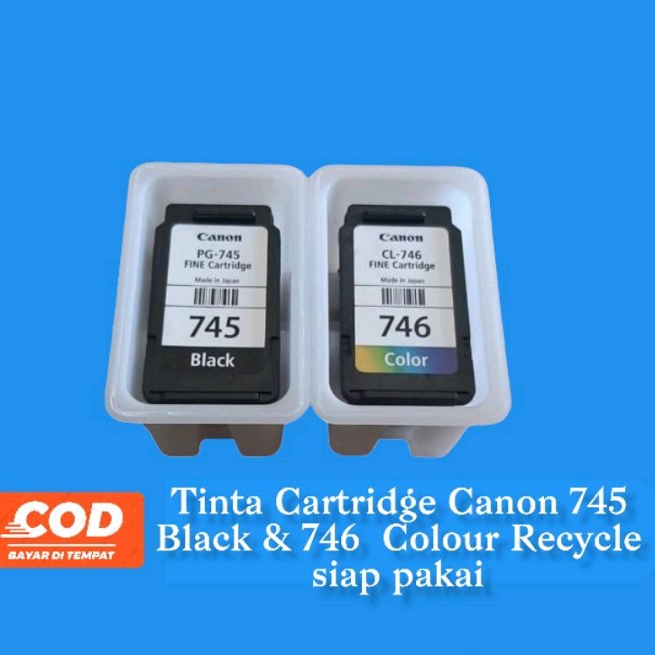 Paket Tinta Canon 745 Black + 746 Colour Recycle siap pakai