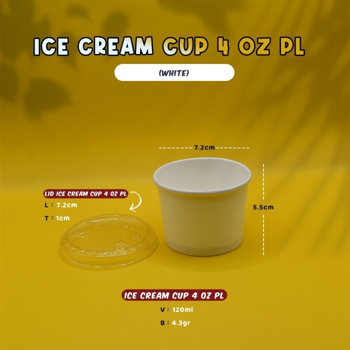 Jual Cup Ice Cream 4 OZ Paper Cup Ice Cream Gelas Kertas Ice Cream 1 SLOP 50 PCS