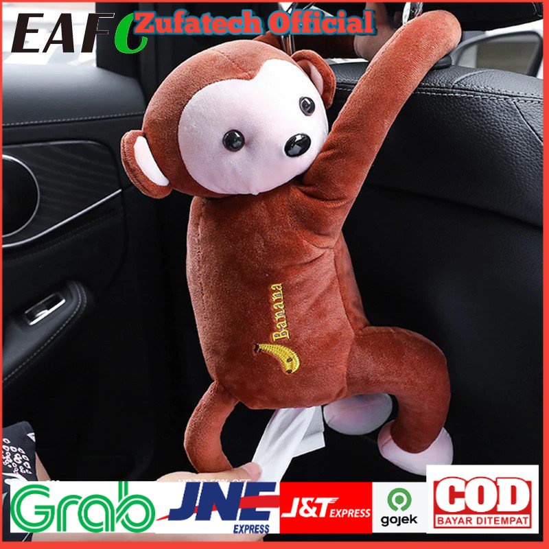 EAFC Tempat Tisu Mobil Cartoon Monkey Car Hanging Tissue Box - EA311 - Brown