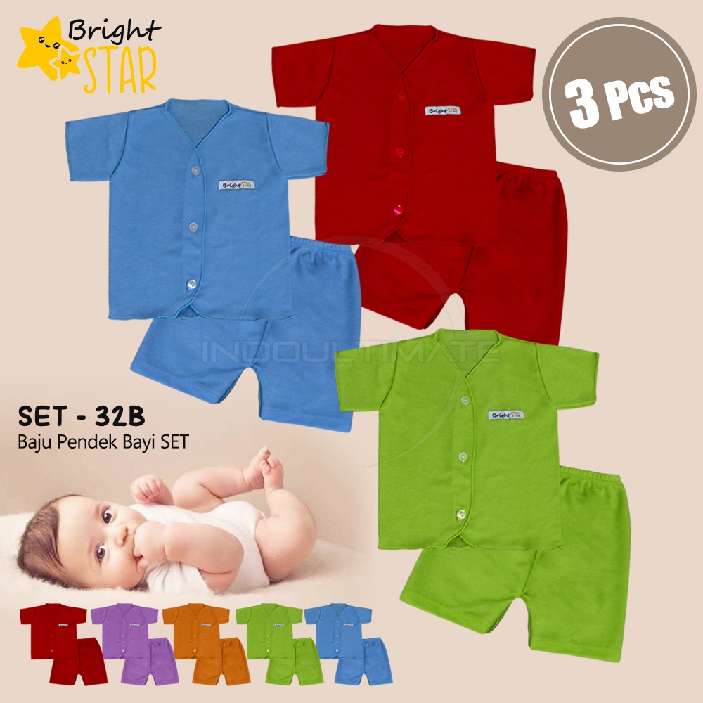 3in1 Setelan Baju Bayi SET-32-A Setelan Baju Bayi Lengan Pendek + Celana Pendek SET-33-B Setelan Lengan Panjang + Celana Panjang Bayi Bayi Baju Bayi Kaki BukaBaru Lahir Baju Tidur Bayi Baju Harian Bayi Atasan Kaos Bayi Pakaian Bayi Celana