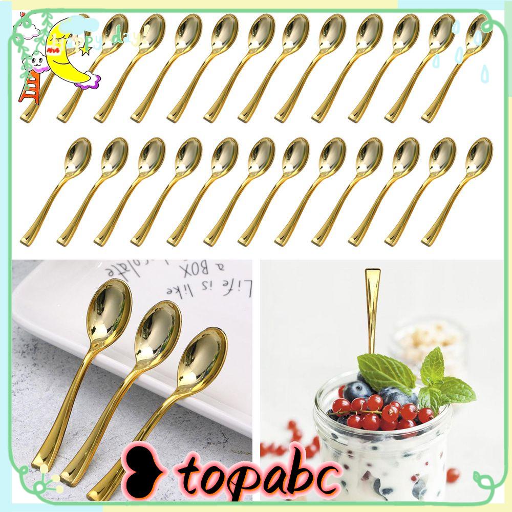 Top 24PCS Sendok Set Mini Untuk Pesta Piknik Menirukan Metal Sendok Garpu Dessert Spoon