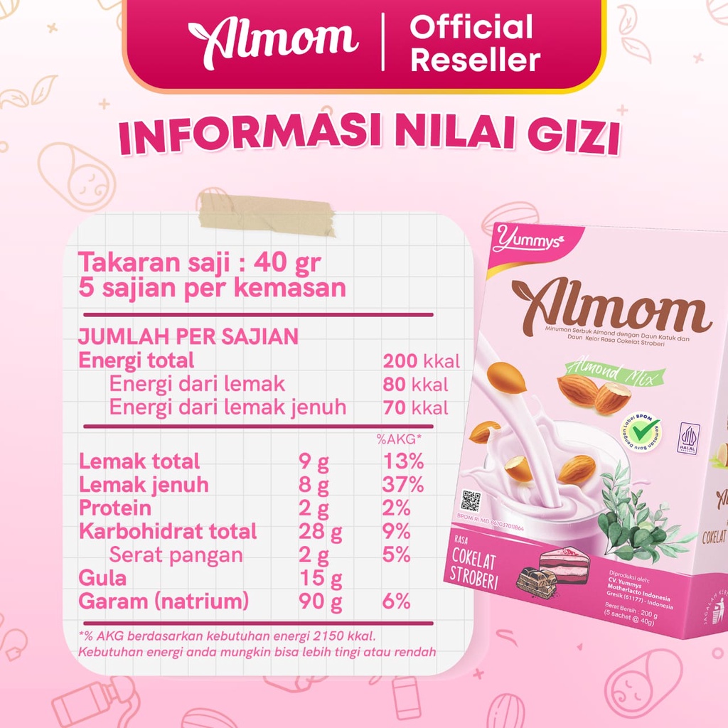 Almom Minuman Sari Almond dan Soya Varian Rasa 200 Gr / Pelancar Asi