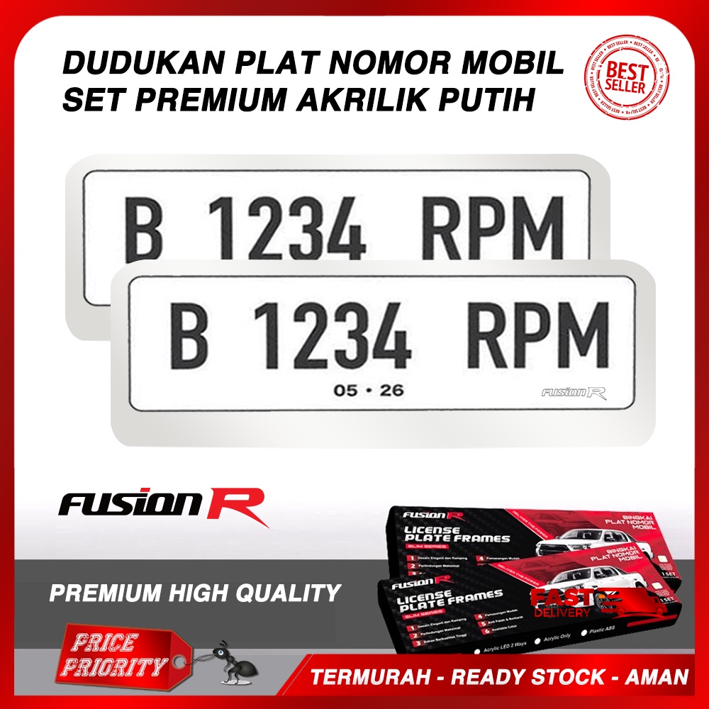 New DUDUKAN PLAT MOBIL PUTIH / TEMPAT PLAT AKRILIK PUTIH / TATAKAN PLAT AKRILIK MIKA PUTIH PREMIUM