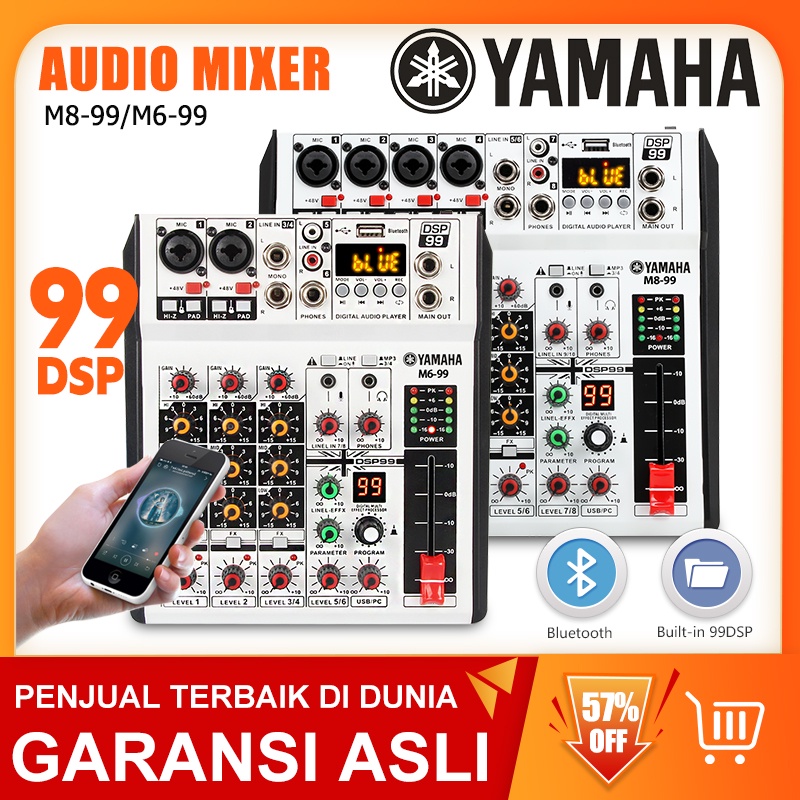 Mixer Audio Profesional Y M6-99/M8-99 mixer kecil 4 saluran Mobil menggunakan DJ mixer Mendukung pemutaran Bluetooth/USB/PC/MP3 Peralatan rekaman Koleksi instrumen Peralatan audio bernyanyi luar ruangan KTV bernyanyi keluarga