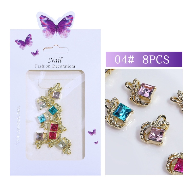 Siy 10Pcs set 3D Perhiasan Kuku Mewah Paduan Nail Art Berlian Imitasi Kristal Mengkilap Berlian Permata Untuk Dekorasi Kuku Cincin Anting