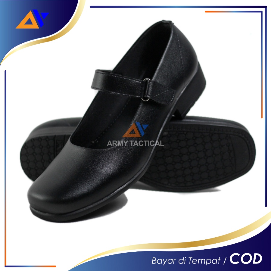 Sepatu Wanita Moxxer Pantofel Paskibra Heels Pantopel Formal Cewek Sekolah Hitam Doff Oxford