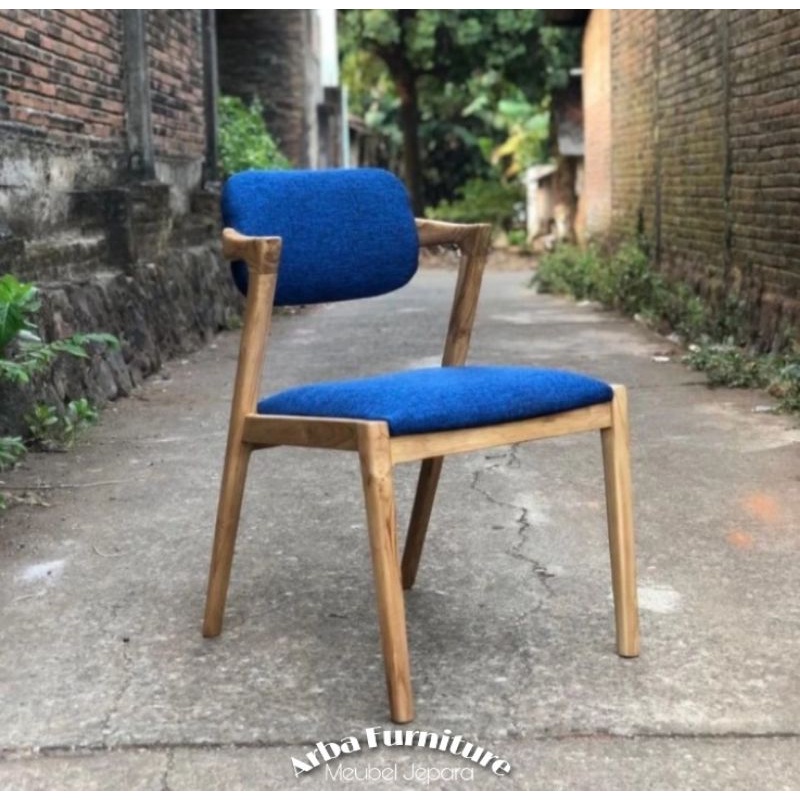 KURSI CAFE | KURSI MAKAN TAMU MINIMALIS KAYU JATI + JOK BUSA