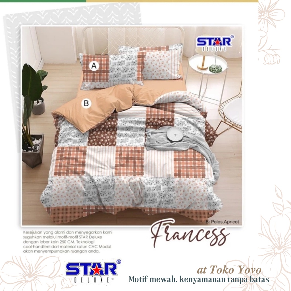Sprei Katun Halus Anak Star Francess Kotak Putih Coklat Brown Seprei