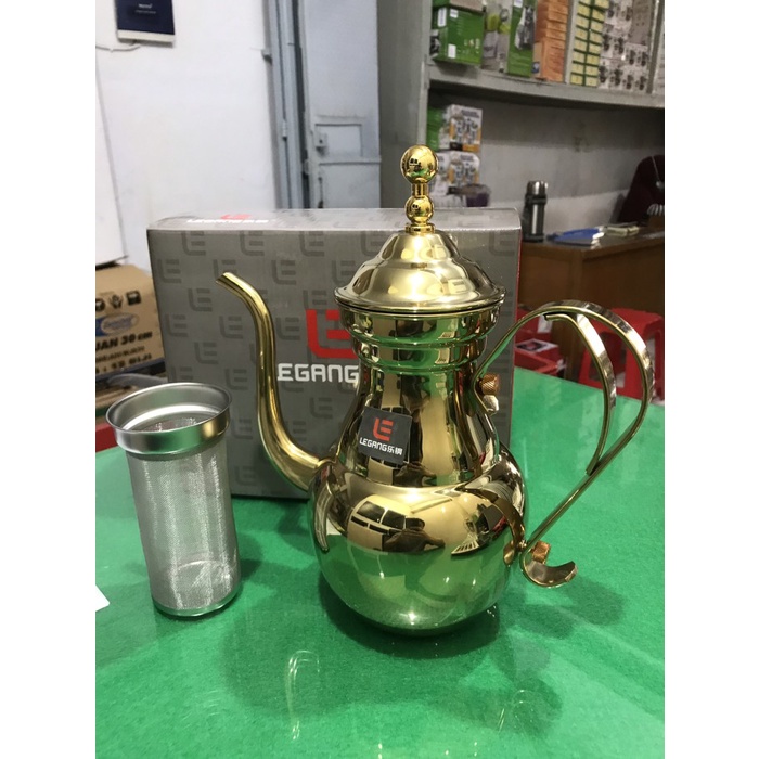 Peralatan Minum Teko Golden / Teko Cantik / Teko Saringan Tea / Teko Arab